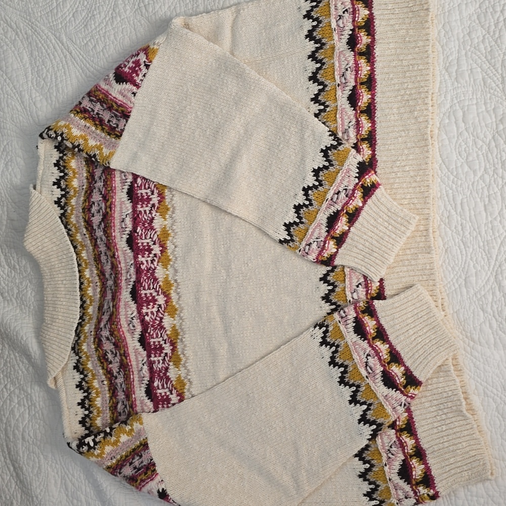 Sundance XXL Fair Isle Sweater NWT, CREAM, PLUM, MUSTARD - Picture 6 of 8